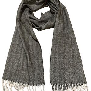 Brown and ivory cashmere blend long scarf